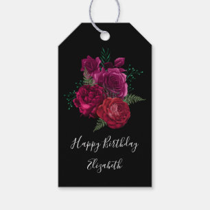 Étiquettes-cadeau Elégant Magenta Rose Bouquet floral Anniversaire