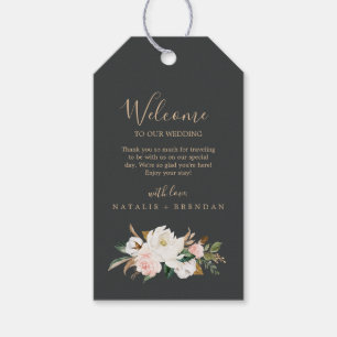 Étiquettes-cadeau Élégant Magnolia   Accueil Mariage noir et blanc