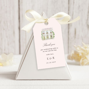 Étiquettes-cadeau Élégant manoir aquarelle mariage rococo