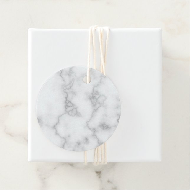 Étiquettes Cadeau Elégant Marbre blanc Faux (En situation)