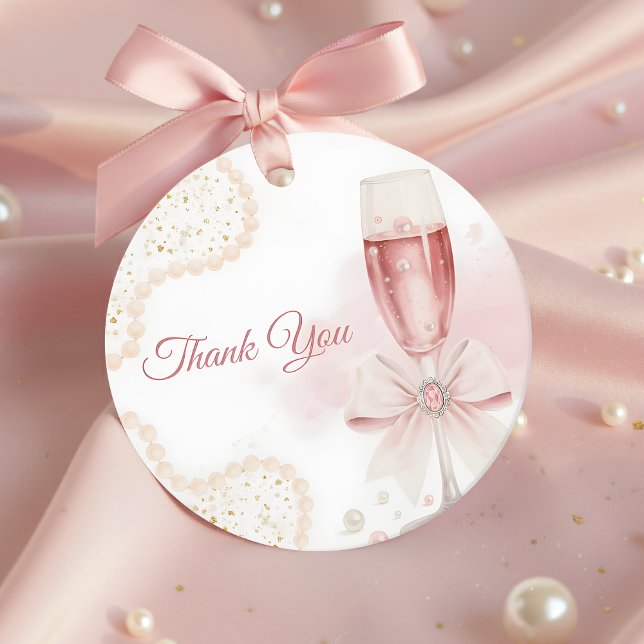 Étiquettes Cadeau Élégant Mariage au Perles & Prosecco (Créateur téléchargé)