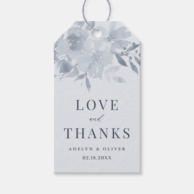 Étiquettes-cadeau Elégant Mariage bleu bleu bleu bleu floral (Devant)