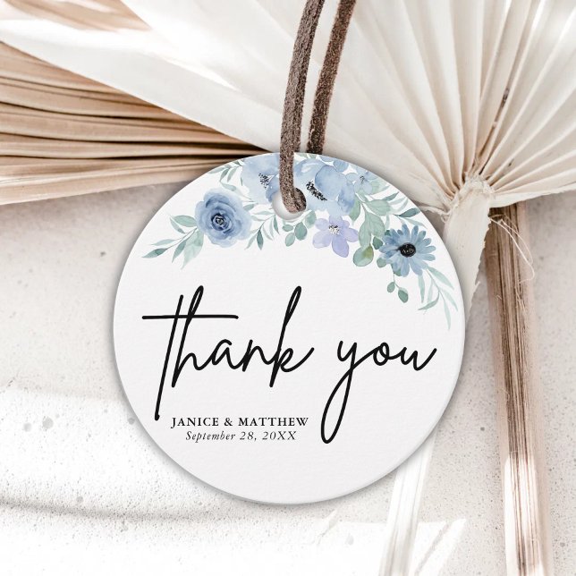 Étiquettes Cadeau Elégant Mariage bleu bleu bleu bleu floral (Créateur téléchargé)