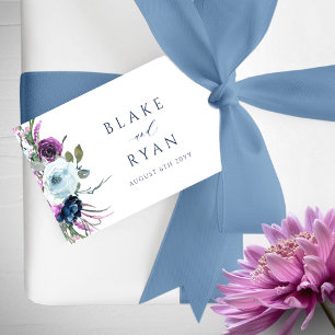 Étiquettes-cadeau Élégant Mariage bleu et violet