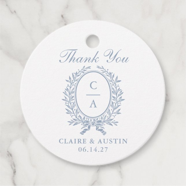 Étiquettes Cadeau Élégant Mariage bleu poitrine d'olive (Devant)