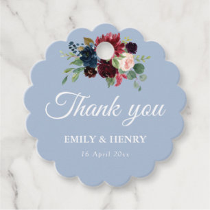 Étiquettes Cadeau Elégant mariage bleu roux