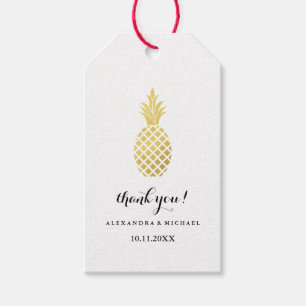 Étiquettes-cadeau Élégant Mariage d'ananas en or