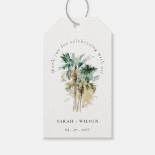 Étiquettes-cadeau Elégant Mariage d'aquarelle tropicale palmiers