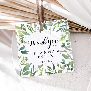 Étiquettes Cadeau Élégant Mariage de calligraphie Tropical Green Fol