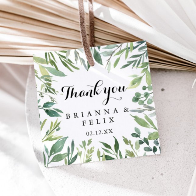 Étiquettes Cadeau Élégant Mariage de calligraphie Tropical Green Fol (Créateur téléchargé)