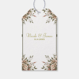 Étiquettes-cadeau Élégant mariage de coin floral vert olive et blanc
