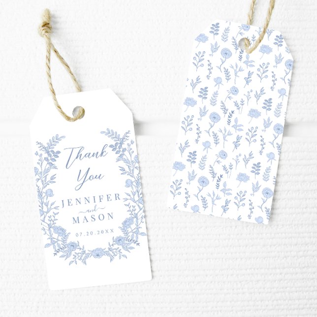 Étiquettes-cadeau Elégant mariage de couronnes florales bohème merci (Créateur téléchargé)