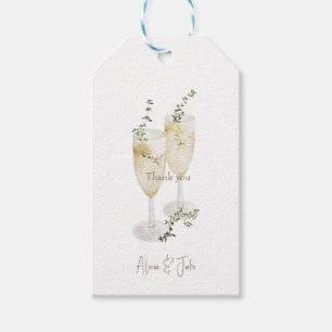 Étiquettes-cadeau Elégant Mariage de lunettes de champagne aquarelle
