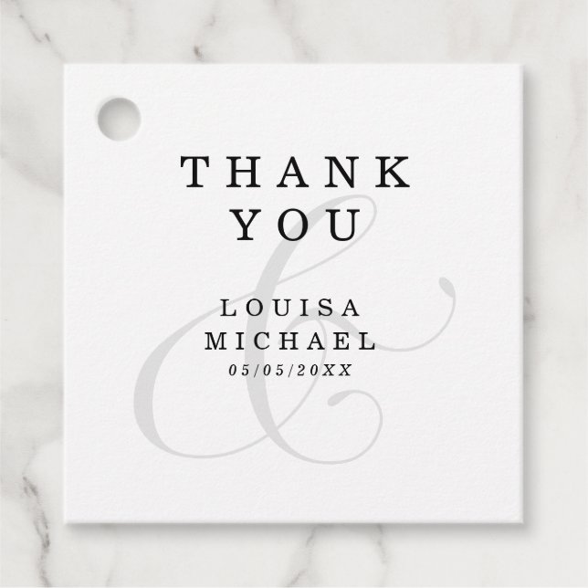 Étiquettes Cadeau Élégant Mariage de Merci d'Ampersand (Devant)