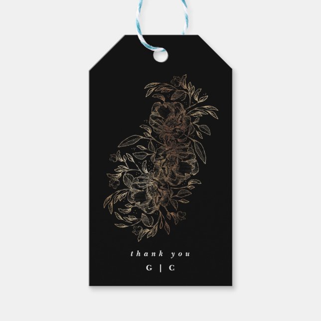 Étiquettes-cadeau Élégant Mariage de monogramme botanique tiré à la  (Devant)