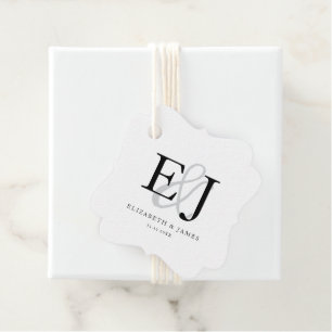 Étiquettes Cadeau Élégant Mariage de monogramme classique