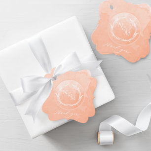 Étiquettes Cadeau Élégant Mariage de monogramme de couleur d'eau de