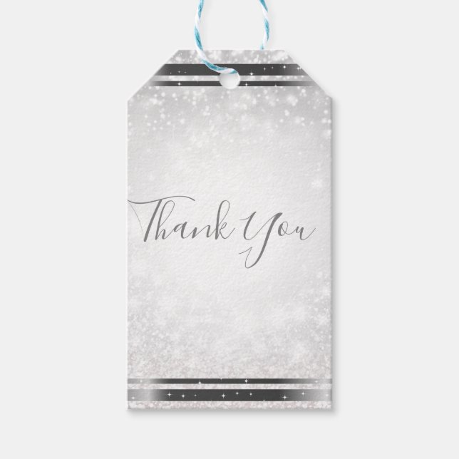 Étiquettes-cadeau Élégant Mariage de Wonderland d'hiver White Sparkl (Devant)