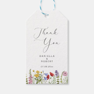 Étiquettes-cadeau Elégant Mariage Fleur sauvage aquarelle