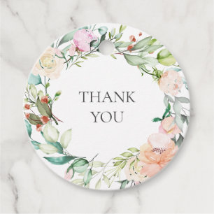 Étiquettes Cadeau Élégant mariage floral à l'aquarelle verdure