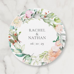Étiquettes Cadeau Élégant mariage floral aquarelle verdure