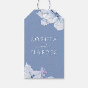 Étiquettes-cadeau Elégant mariage floral bleu Favoriser