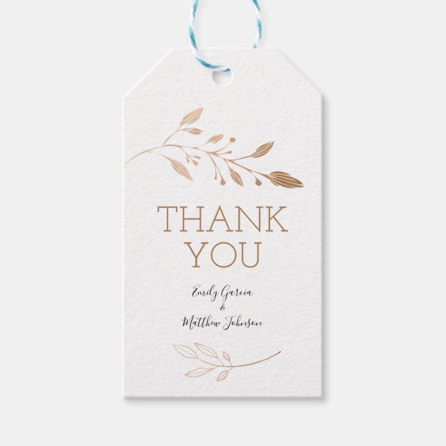 Étiquettes-cadeau Élégant Mariage floral botanique Gold Foil (Devant)