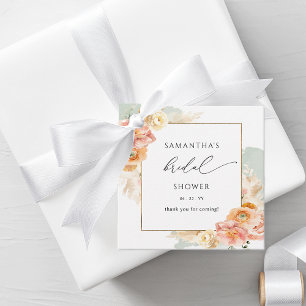 Étiquettes Cadeau Élégant mariage floral pêche et vert sauge pour la