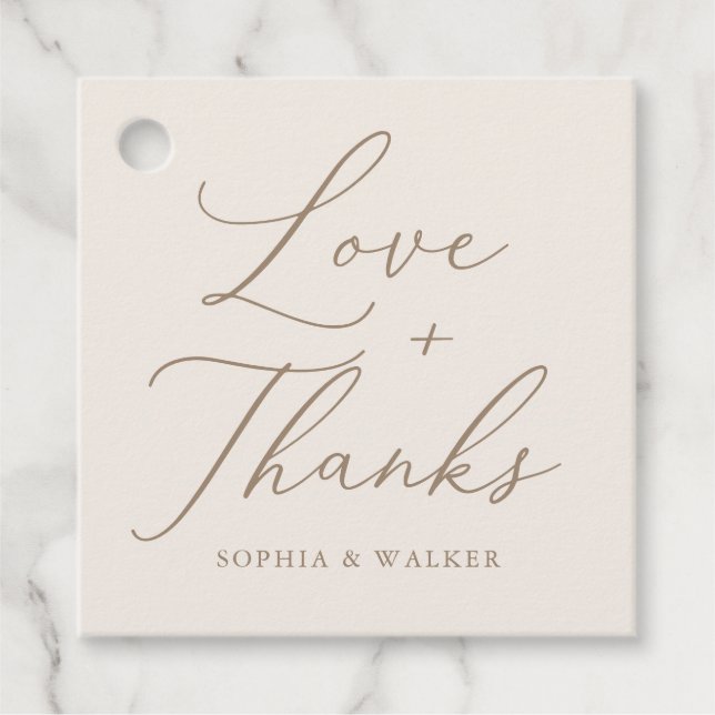 Étiquettes Cadeau Élégant Mariage ivoire et calligraphie or (Devant)