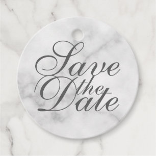 Étiquettes Cadeau Élégant mariage Marbre blanc Enregistrer la date