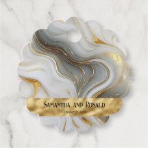 Elégant Mariage marbré Faux Gold, Blanc et Gris