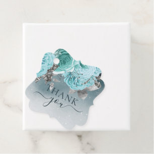 Étiquettes Cadeau Elégant Mariage Merci bleu-bleu-bleu