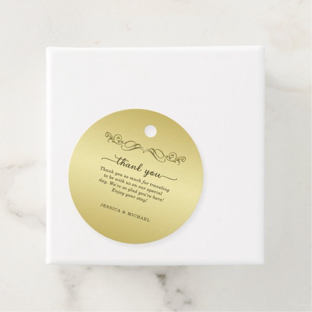 Étiquettes Cadeau Elégant mariage Ornate Or Luxury (En situation)