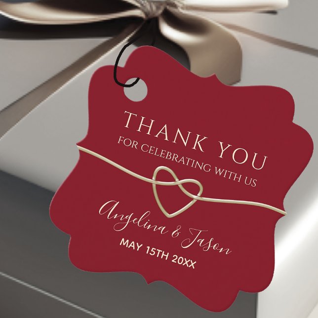 Étiquettes Cadeau Élégant Mariage rouge et or (Créateur téléchargé)
