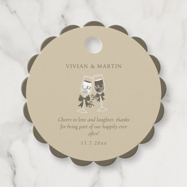 Étiquettes Cadeau Élégant Mariage vert sable (Devant)