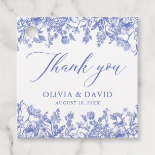 Étiquettes Cadeau Élégant Mariage Vintage victorien bleu floral