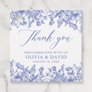 Étiquettes Cadeau Élégant Mariage Vintage victorien bleu floral