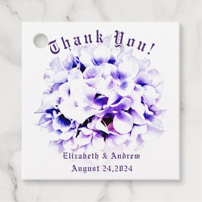 Étiquettes Cadeau Élégant Mariage Violets (Devant)