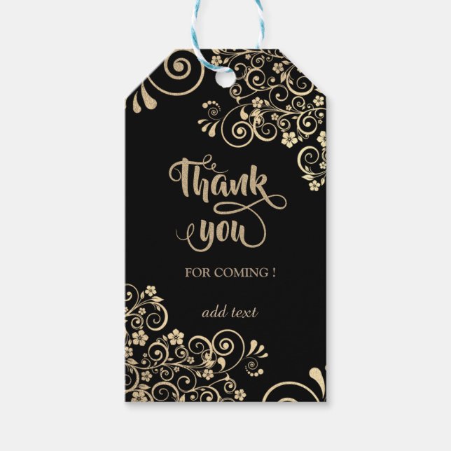 Étiquettes-cadeau Élégant Merci Chic Gold Flowers (Devant)
