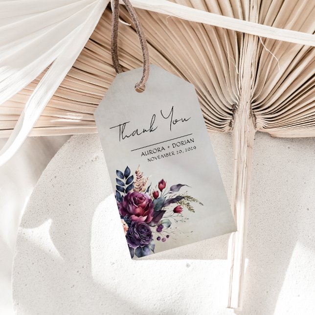 Étiquettes-cadeau Élégant Merci d'aquarelle florale (Créateur téléchargé)