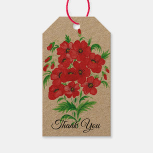 Étiquettes-cadeau Élégant Merci de bouquet de fleurs rouges