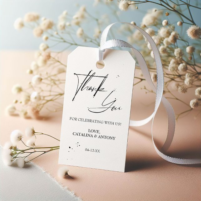 Étiquettes-cadeau Élégant Merci de calligraphie noire Favor Balise (Créateur téléchargé)