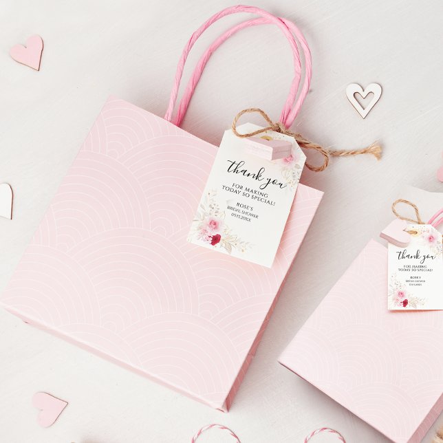 Étiquettes-cadeau Élégant Merci de Fête des mariées rose et rouge (Créateur téléchargé)