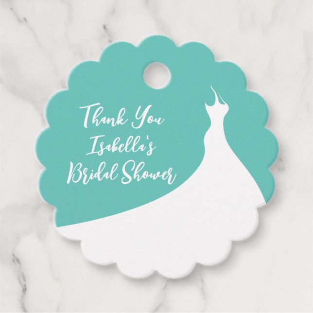 Étiquettes Cadeau Elégant Merci de Fête des mariées turquoise (Devant)