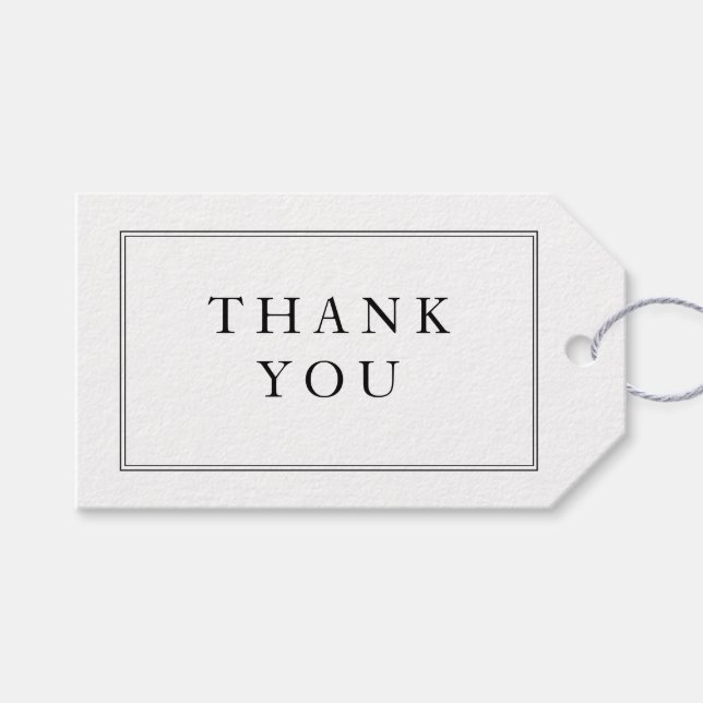 Étiquettes-cadeau Élégant Merci de Mariage noir blanc (Devant (Horizontal))