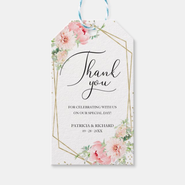 Étiquettes-cadeau Élégant Merci de Mariage rose pâle (Devant)