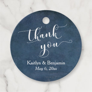 Étiquettes Cadeau Élégant Merci de texture bleu foncé Script