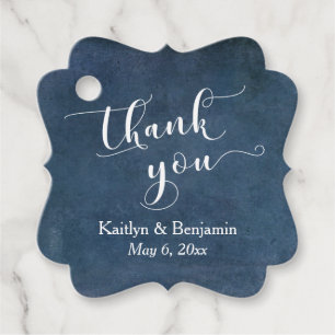 Étiquettes Cadeau Élégant Merci de texture bleu foncé Script