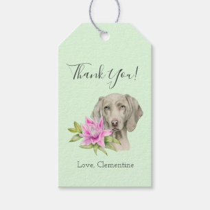 Étiquettes-cadeau Élégant Merci floral de chiens de Weimaraner