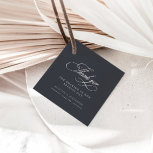 Étiquettes Cadeau Élégant Merci gris foncé Mariage Favor Tags